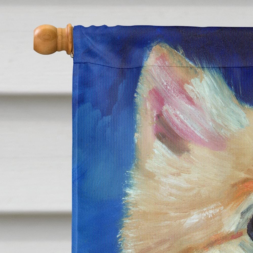 Caroline's Treasures 7392CHF Fancy Bandana Pomeranian Puppy House Flag Large Porch Sleeve Pole Decorative Outside Yard Banner Artwork Wall Hanging, Polyester, House Size, Multicolor