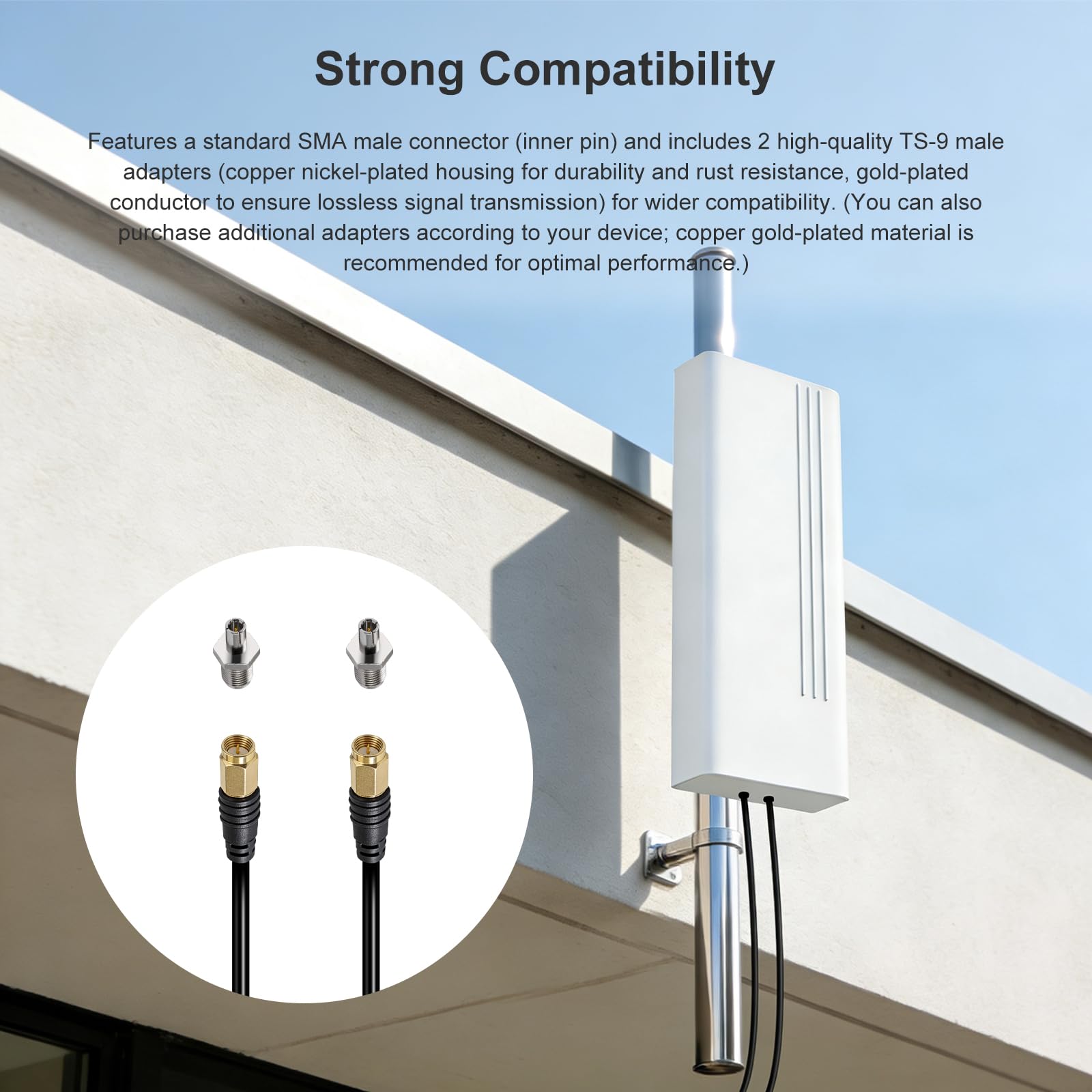 5G Außenantenne 22dBi, 600-6000MHz Richtantenne, Antenne Outdoor Dual-Polarisation Directional 4G LET Antenne Verstärkung Router Externe Antenne MIMO SMA / 2 x TS9, 2x10M Verlustarmem Kabel