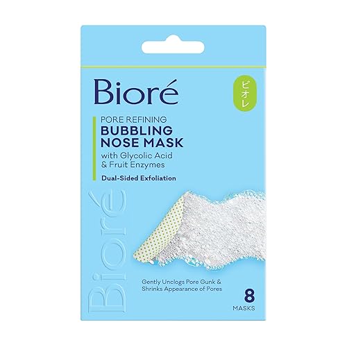 Bioré - Mascarilla de nariz burbujeante para refinar poros, ácido glicólico y ácido hialurónico exfoliante para cara, mascarilla limpiadora de