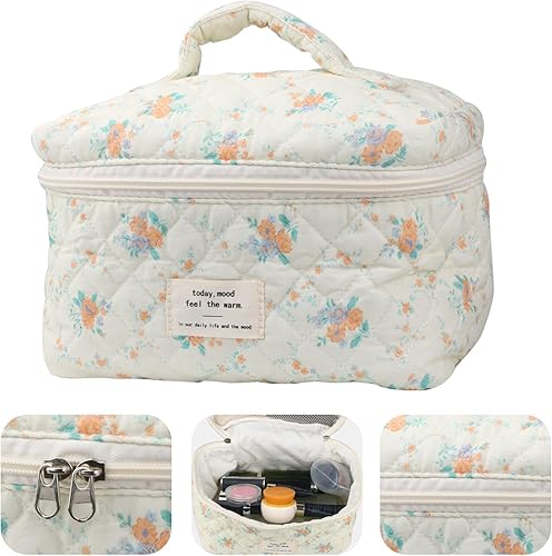 Miniatura 9 de NATINSA Linda bolsa de maquillaje para mujer (2 unidades), bolsas de cosméticos de viaje, bolsa organizadora de artículos de tocador florales de