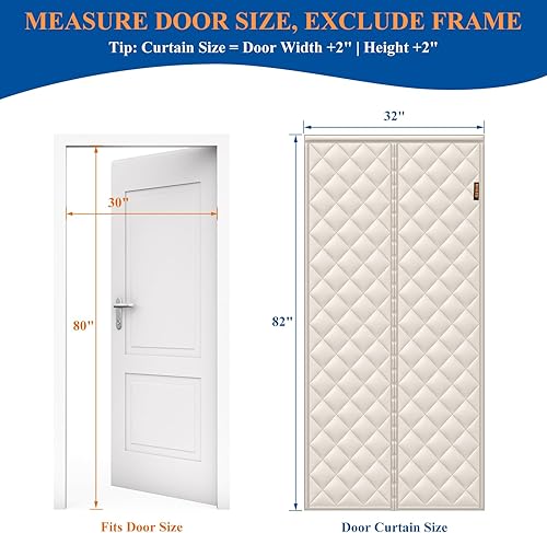 Miniatura 21 de MAGZO Cortina aislante para puerta corrediza de vidrio para invierno, 72 x 80 pulgadas, relleno Oxford mejorado con algodón grueso, kit de Gris