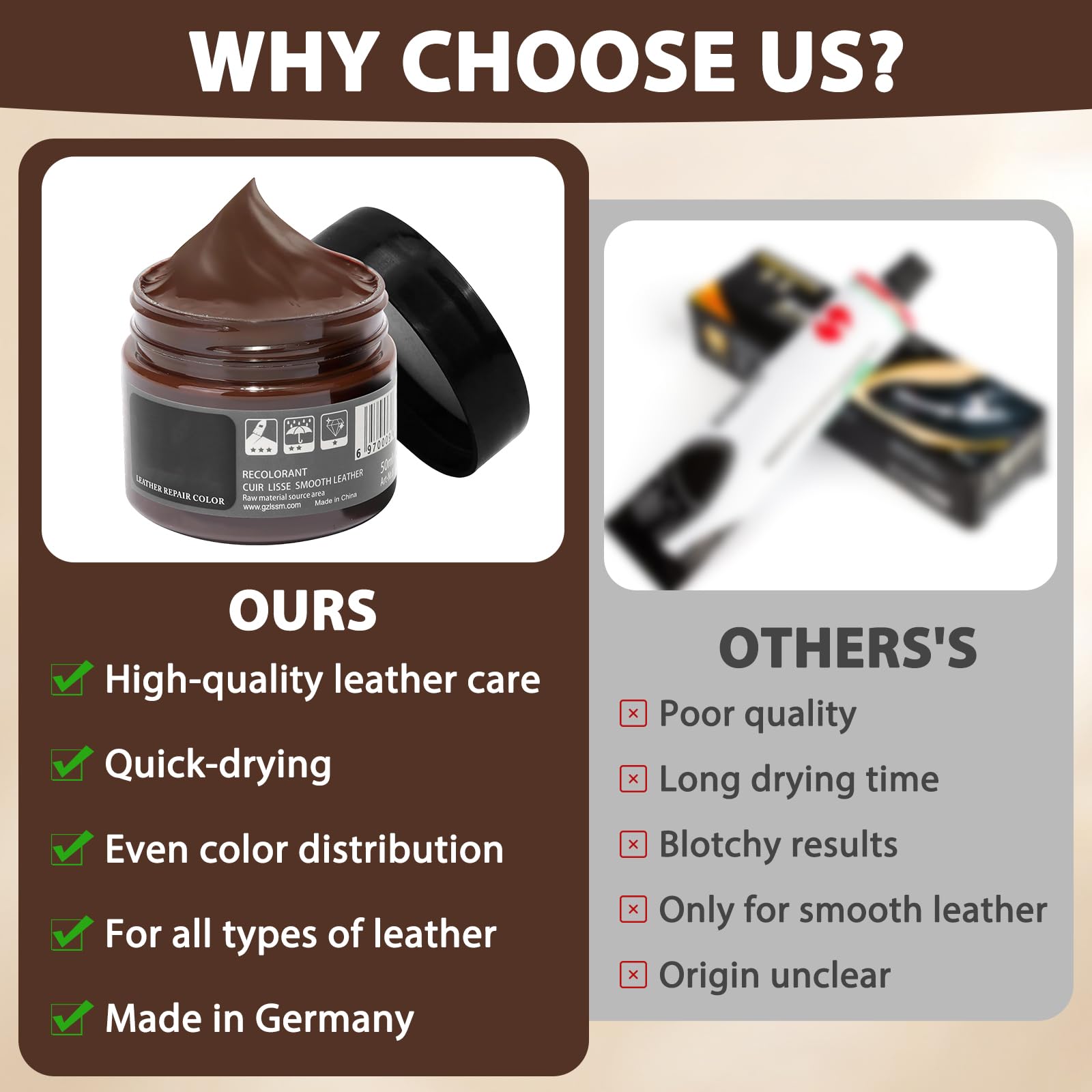 1 Article Teinture Cuir Marron Réparation Cuir Brun Moyen Très Efficace Résistant Aux Fissures Et À La Décoloration Simple À Utiliser Ne Laisse Aucune Trace Convient Pour Fissures Trous Sièges Voiture