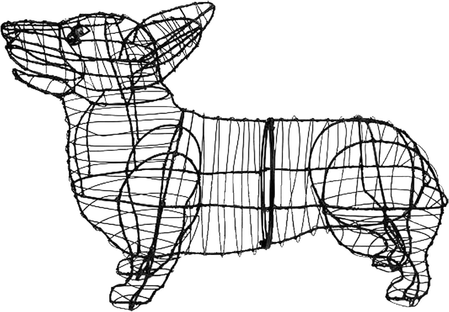 Corgi 28" Topiary Sculpture - Wire Frame, Moss Filled or Lighted