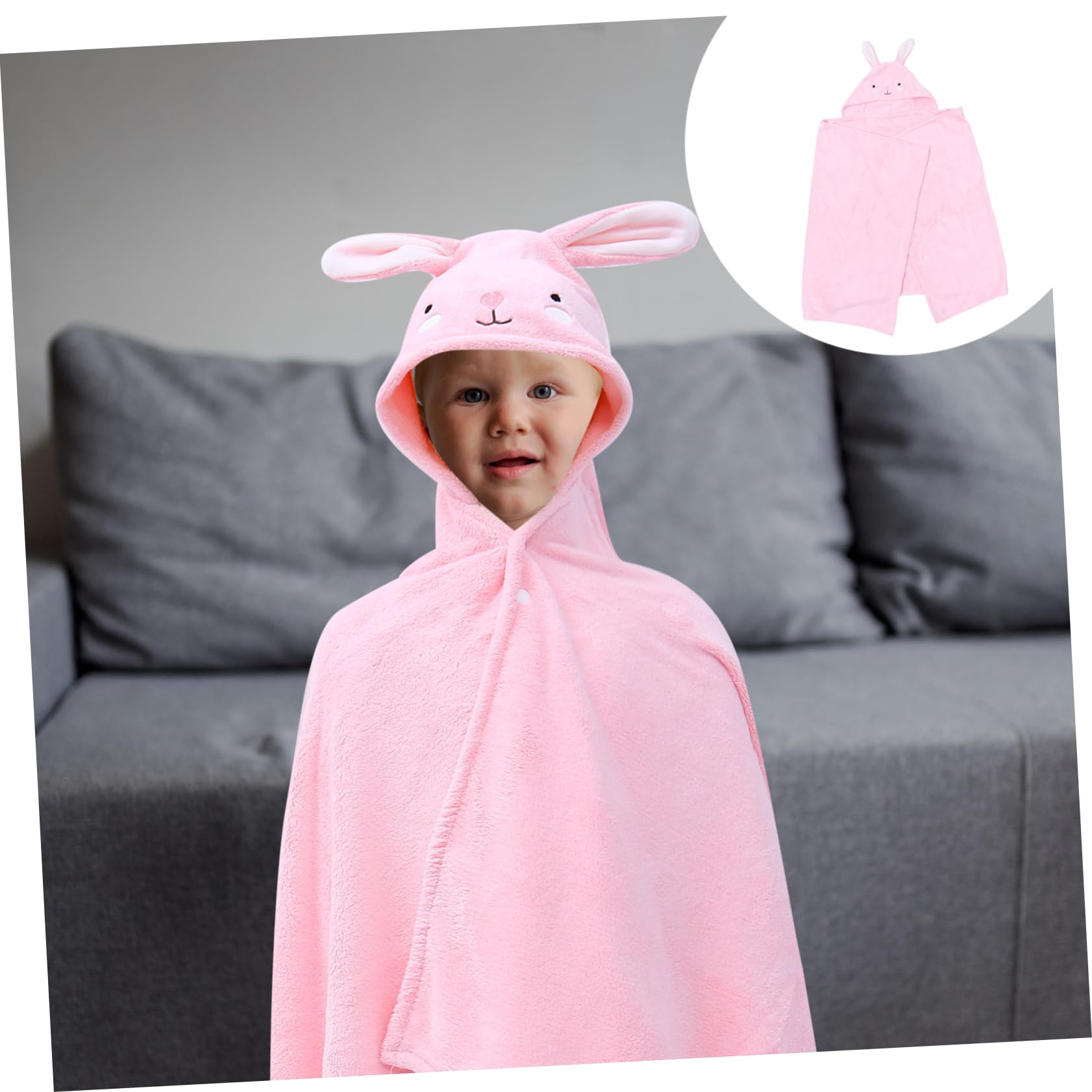 Toalla de Baño y Sombrero de Animal para Manta de Baño Capucha de Color Rosa Transpirable Cuidado de Recién Nacidos la Playa o Piscina