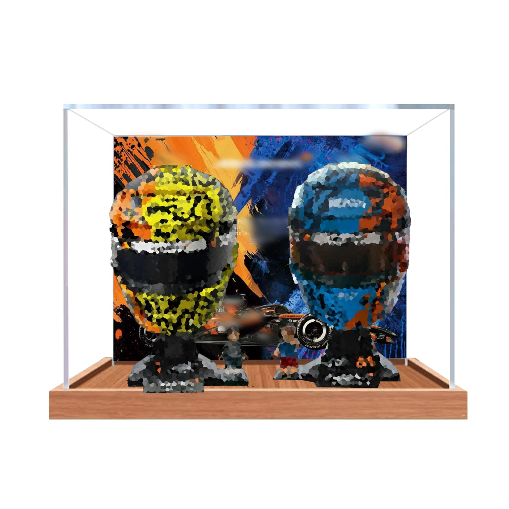 Dustproof acrylic Display Case for Le-go 43017+43023 Helmets Model-display box only (StyleB Background 3mm)