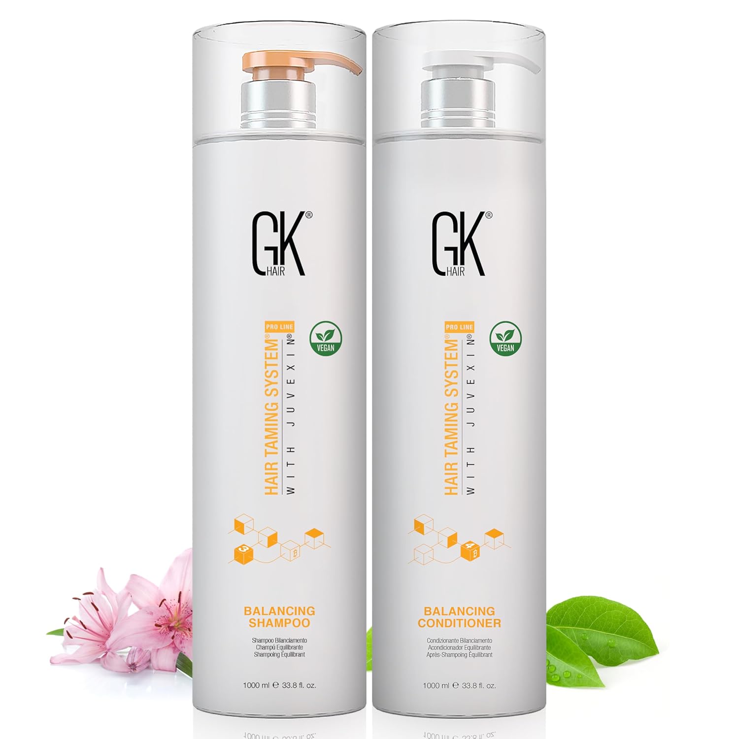 GK HAIR Global Keratin Balancing Shampoo and Conditioner Sets (33.8 Fl Oz/1000ml) For Oily & Color Treated Hair Deep Cleansing Ideal for Over-Processed and Environmentally Stressed Hair