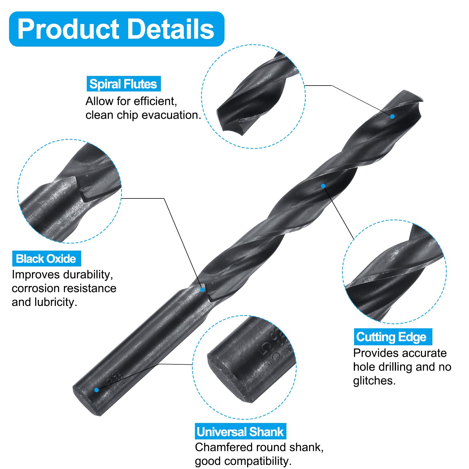 Set di maschi e punte da trapano, 1 maschio per filettatura a scanalatura dritta 5/8-11 UNC da 100 mm extra lungo e 1 punta elicoidale da 13,5 mm da 160 mm extra lunga, utensile per filettatura in o