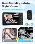 Wireless Baby Car Camera with Monitor: No Phone Needed, 4.3" Screen, 360° Rotating Cam for Rear-Facing Seats, Auto Night Vision, Easy Headrest Install