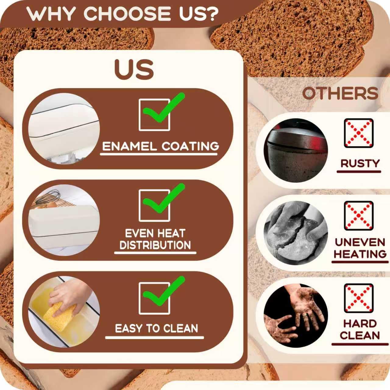 Cast Iron Bread Loaf Pan with Lid, Loaf Pans for Baking Bread 9x5, Enameled Bread Pans for Homemade Bread, Sourdough, Set of 2 (Cream White)