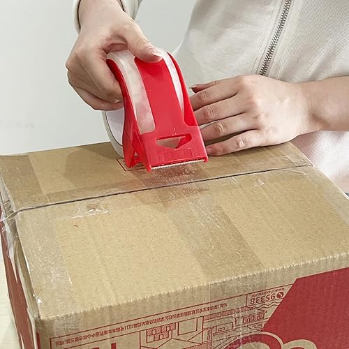 Miniatura 6 de QILIMA 3 rollos de cinta de embalaje transparente con 3 dispensadores, total 180 yardas, cinta de embalaje resistente diseñada para cajas de