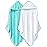 BAMBOO QUEEN 2 Pack Baby Bath Towel - Rayon Made from Bamboo, Ultra Absorbent - Ultra Soft Hooded Towels for Kids - X Large Size for 0-7 Yrs (White and Malachite, 37.5 x 37.5 Inch)