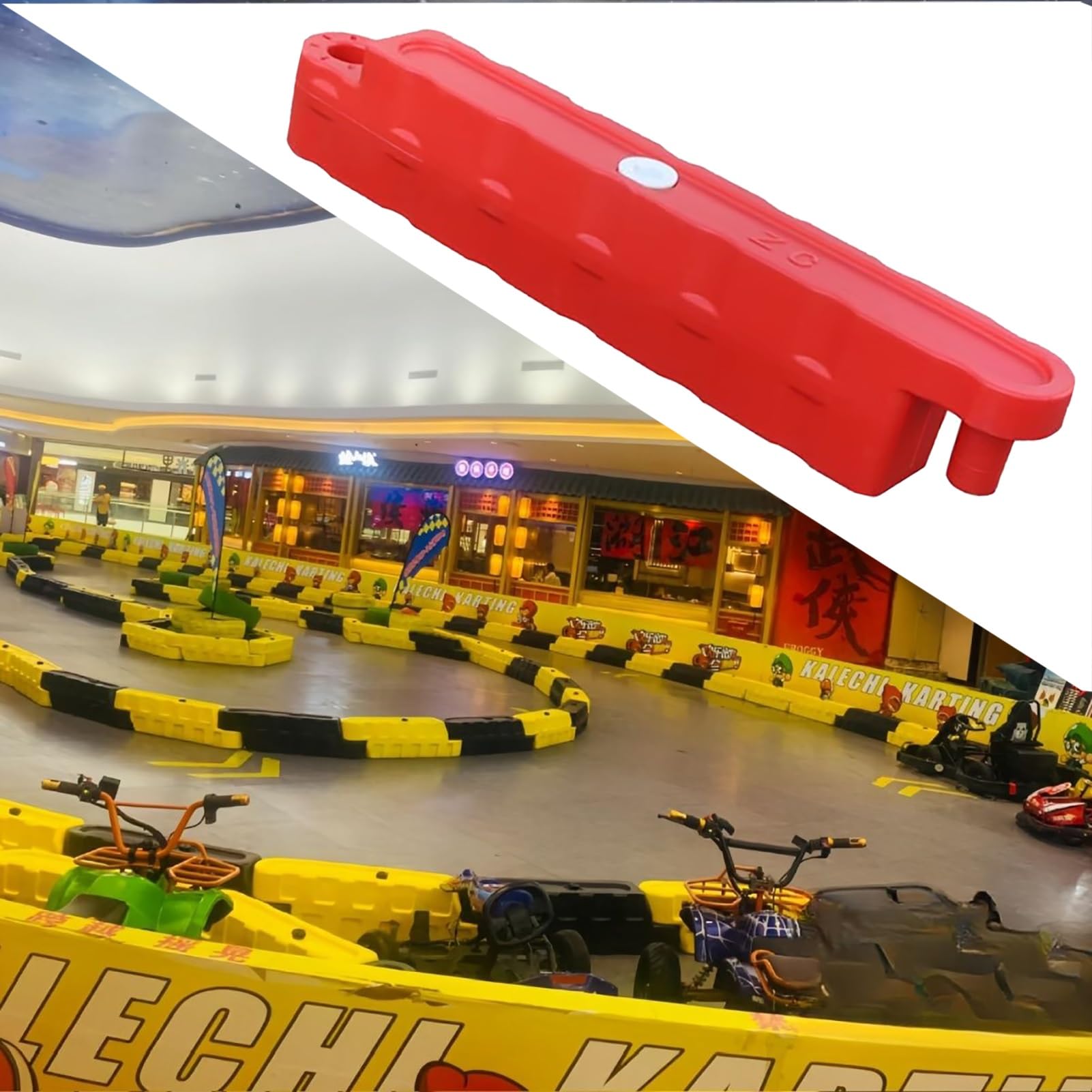 2/3 /4/5 Pcs Go Kart Track Fence, Amusement Park Bumper Car Racing Track Barrier, Children's Activities/Construction Lot Safety Protectiive Runway(Red 3 Pcs,Small)