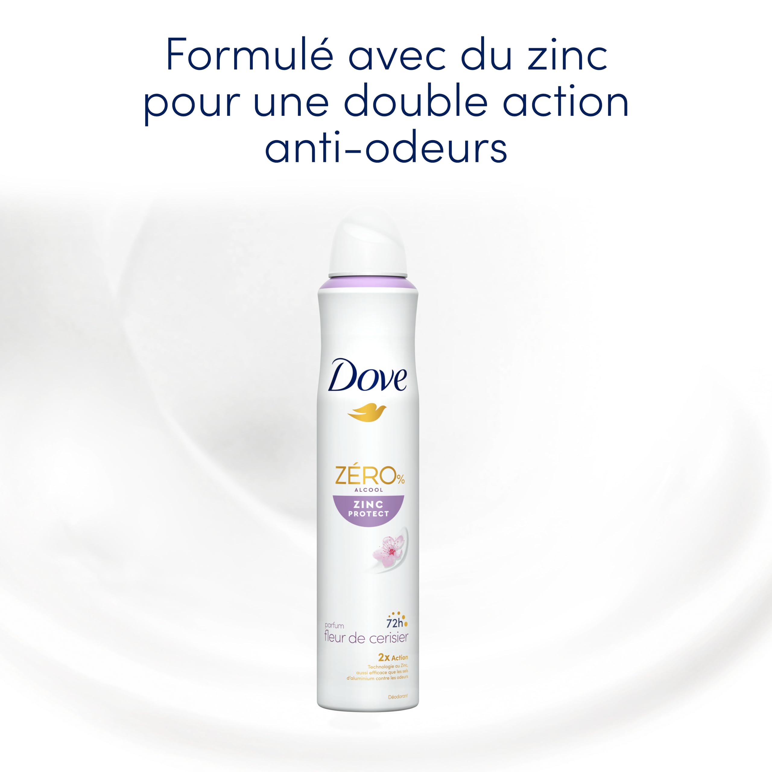 DOVE Deodorant für Damen, Zinc Protect – Spray, 0% Alkohol – Duft Kirschblüte – 72 Stunden Geruchsschutz – 200 ml (Packung mit 5)