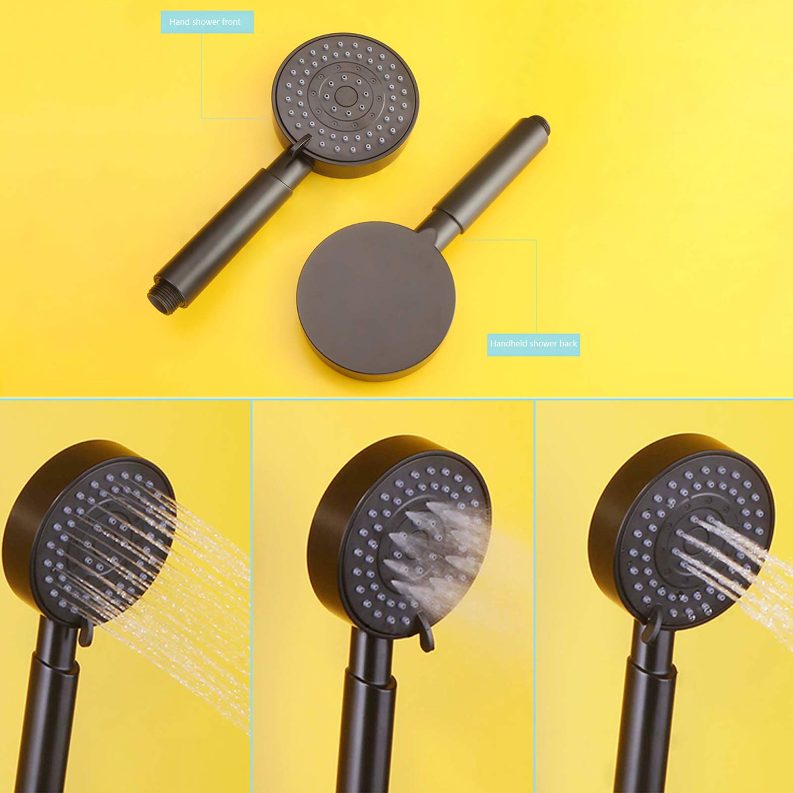 Tocco di vano da Bagno Nero Rubinetto vano da Bagno in Ottone Tocco a Doppia Vasca a Doppio Controllo a Parete da Bagno a Parete Tocco da Bagno con 3 funzioni con 3 funzioni