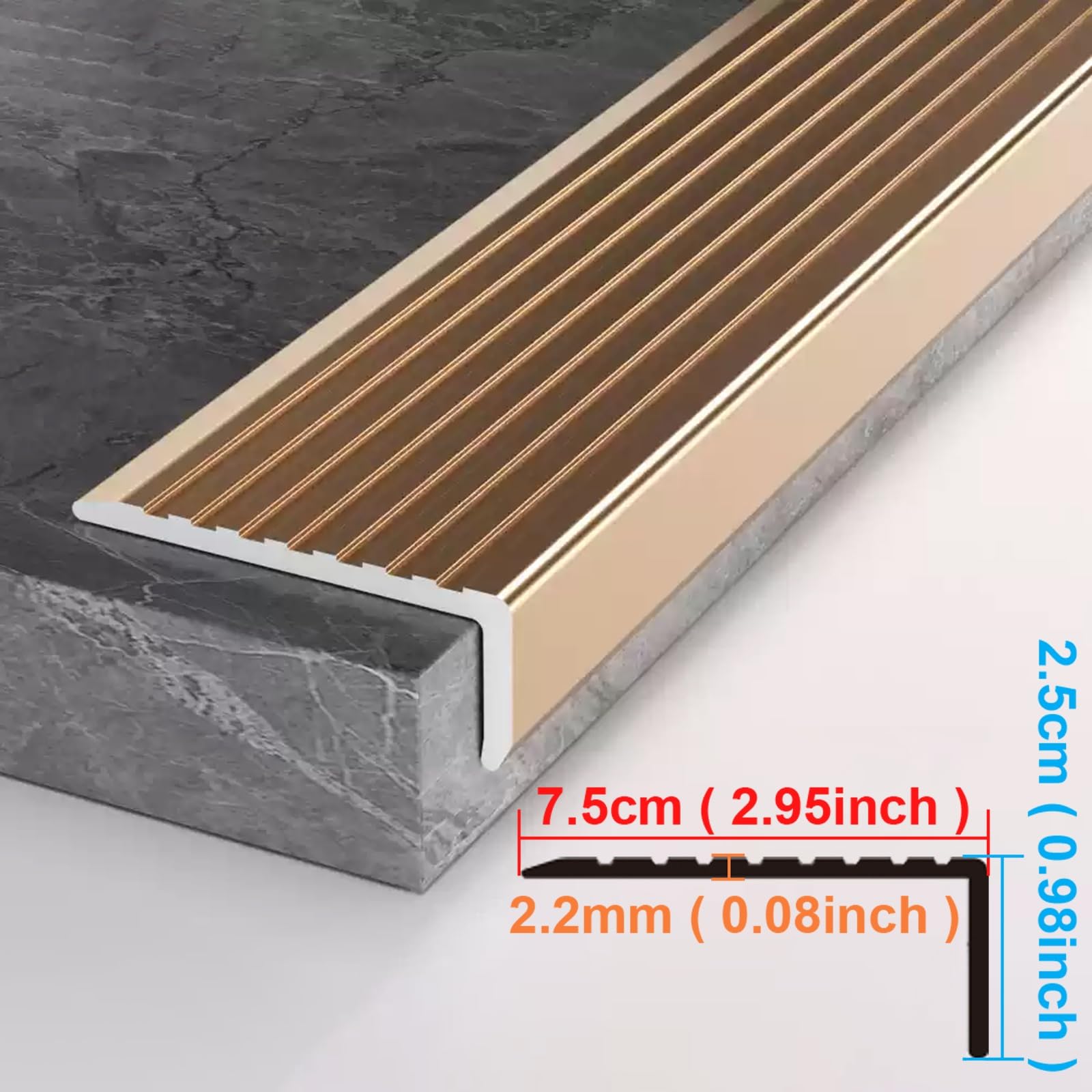 Profilo di Protezione per gradini in Alluminio, 180 cm, scanalato, per Bordi e gi Protezione per gradini in Alluminio, 180 cm, scanalato, per Bordi e gradini. Disponibile in Varie Lunghezze.