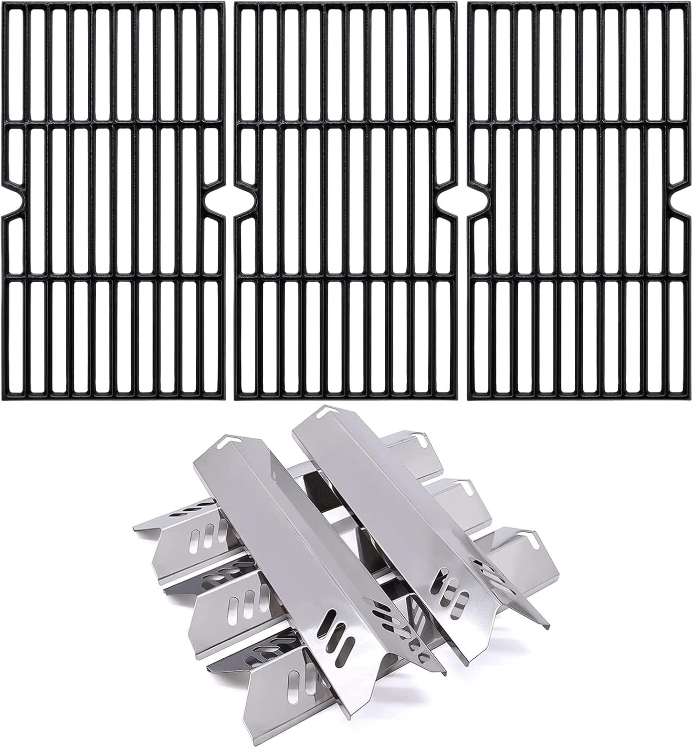 Adviace Grill Replacement Parts for Dyna Glo DGF493BNP, DGF510SBP, Backyard Grill Parts BY13-101-001-12, BY13-101-001-13, GBC1460W, GBC1461W, Grill Grate, Stainless Steel Heat Plates for Uniflame, BHG