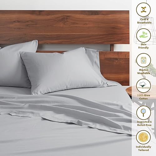 Miniatura 4 de My- Juego de sábanas de almohada Giza egipcio 100% certificado, tamaño King dividido, tejido de satén suave, tela transpirable, se adapta a