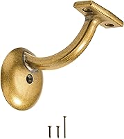 khtumeware 6-Pack Antique Brass Handrail Brackets - Heavy Duty Stairway Support Hardware for Home, Office, Vintage Rails