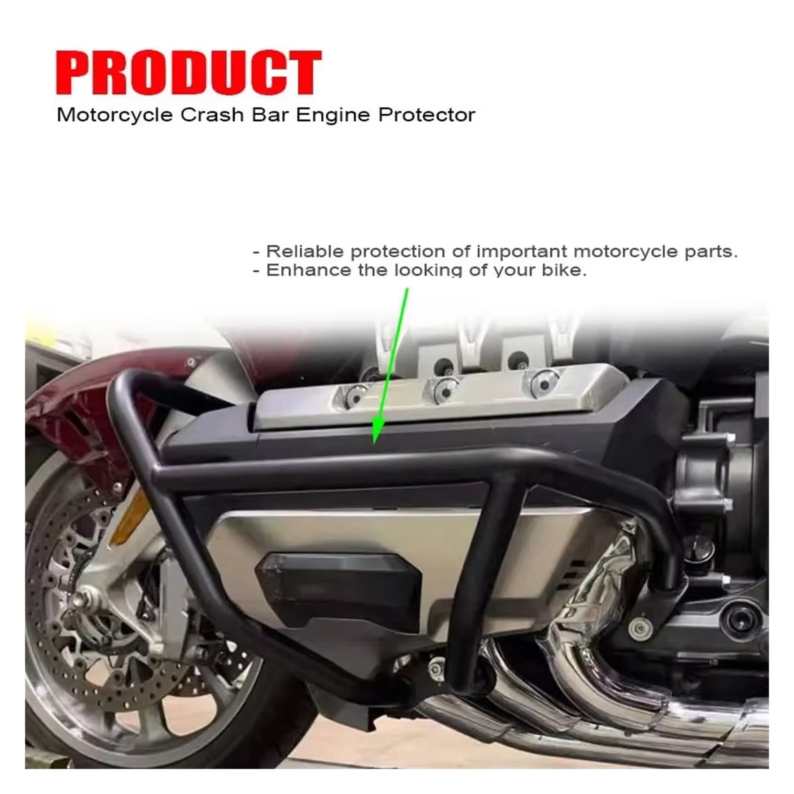 Moto Crash Bars pour Goldwing 1800 GL1800 F6C 2018-2024 Protection De Moteur De Moto Barre De Protection Cadre Pare-Chocs Carénage Moto Pare-Chocs Crash Bar(Noir)