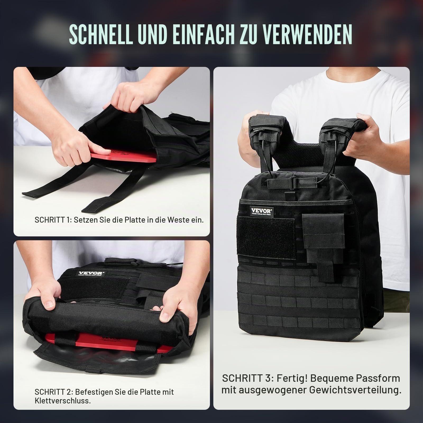 VEVOR Gewichtswestenplatten, 8,75 LB Paare, Gewichtsplatten aus Stahl, konturierte ergonomische Passform – WODs, Zusatzgewicht für Gewichtswesten, für Krafttraining, Laufen, intensives Training