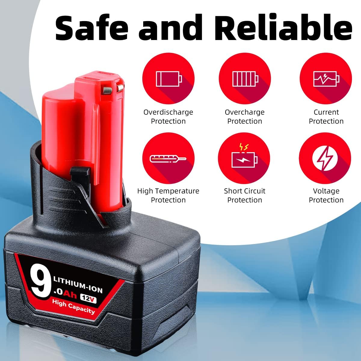 LUMSING 2Pack 9000mAh 12V Battery Replacement for Milwaukee M-12 Battery Lithium 48-11-2412 48-11-2411 48-11-2420 48-11-2401 48-11-2402 48-11-2440