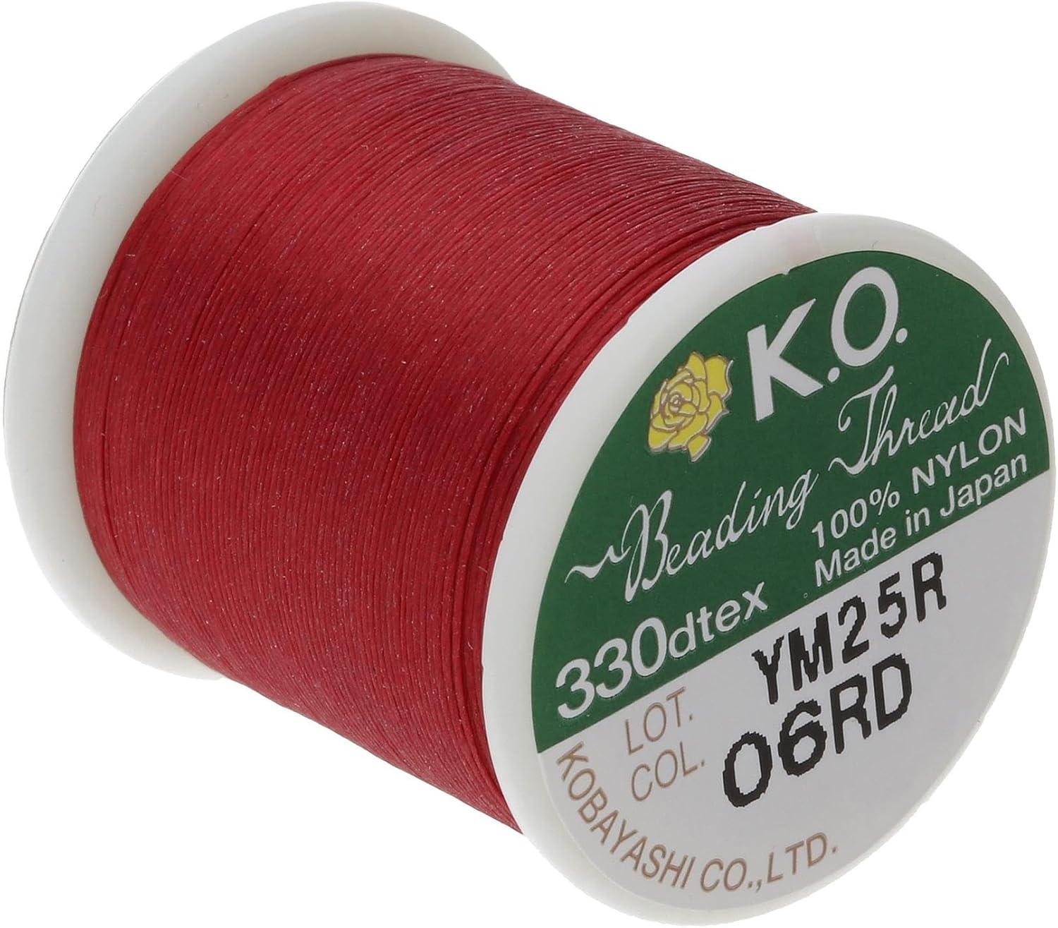 KO Thread, Nylon Beading Thread, Rich Red Color, Japanese Pre-Waxed 100% Nylon, 330TEX, Tangle Resistant Knotting Cords, 50 Meters, Box of 12 - Use for Seed Bead Projects, Loom Work, Bead Weaving