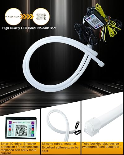 Miniatura 4 de Qasim Tiras LED secuenciales APP Control Bluetooth RGB Multi Color Faro 24 pulgadas LED Correr Luces Diurnas Flexible DRL Tubo Tira 12V 2 Pack
