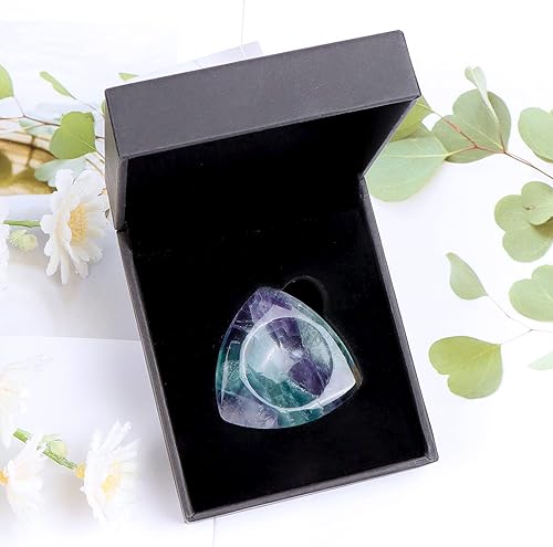 Miniatura 6 de Hxswkk Piedra de preocupación de pulgar de 1.6 pulgadas para la ansiedad, piedras de chakra de palma, cristal de fluorita arcoíris, terapia tallada,