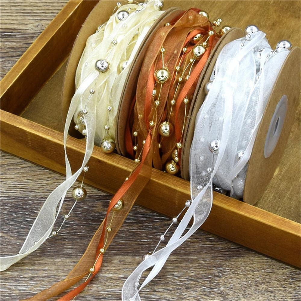 Nastro natalizio con perline da 10 mm in grosgrain a tema natalizio per matrimoni, artigianato, regalo, per confezionare fiocchi per scarpe, feste, 5 m, mix – 3 rotoli