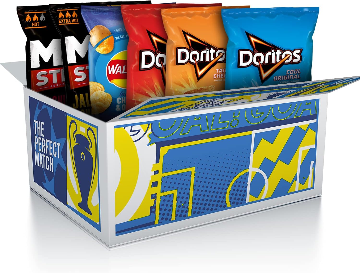 UEFA Women's Euros Football Crisps & Snacks Box | Walkers | Doritos | Walkers Max Strong (Case of 6 Packs)