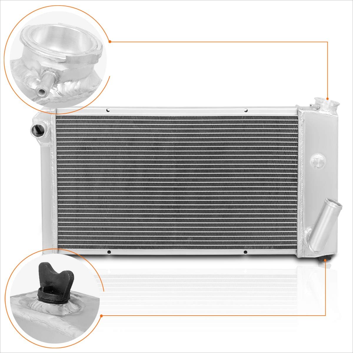3-Row Aluminum Radiator Replacement Compatible with 71-77 Chevy Vega/75-76 Pontiac Astre