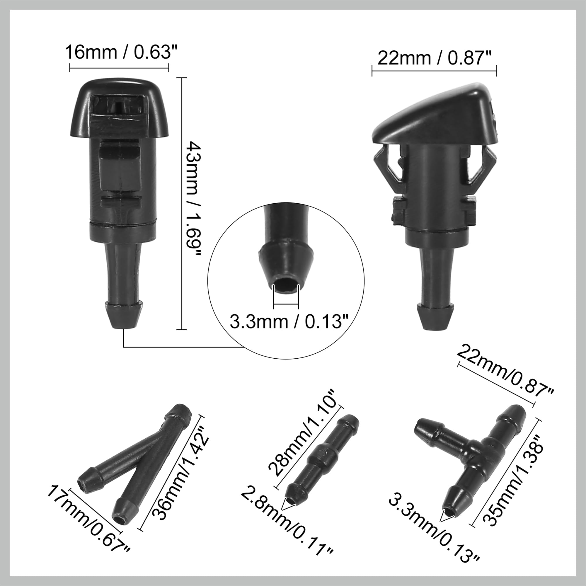 TUCKBOLD Boquillas De Limpiaparabrisas Delantero Para Chrysler Town Country Para Dodge Grand Caravan Con Juntas, Paquete De 2 Piezas Automotrices Negras