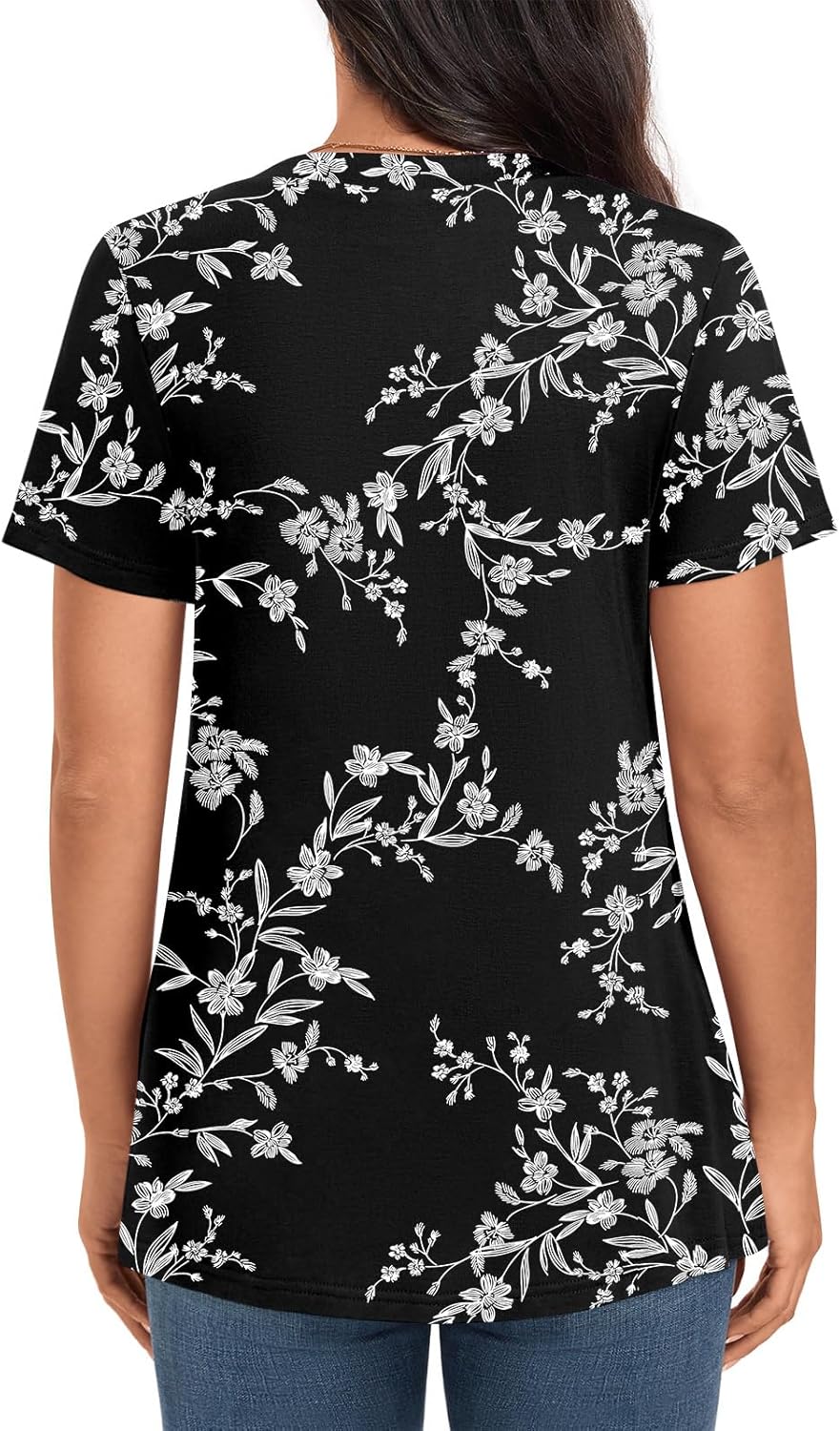 Womens Short Sleeve Tunic Tops 2025 Summer Dressy Casual Notch V Neck Shirts - Image 4