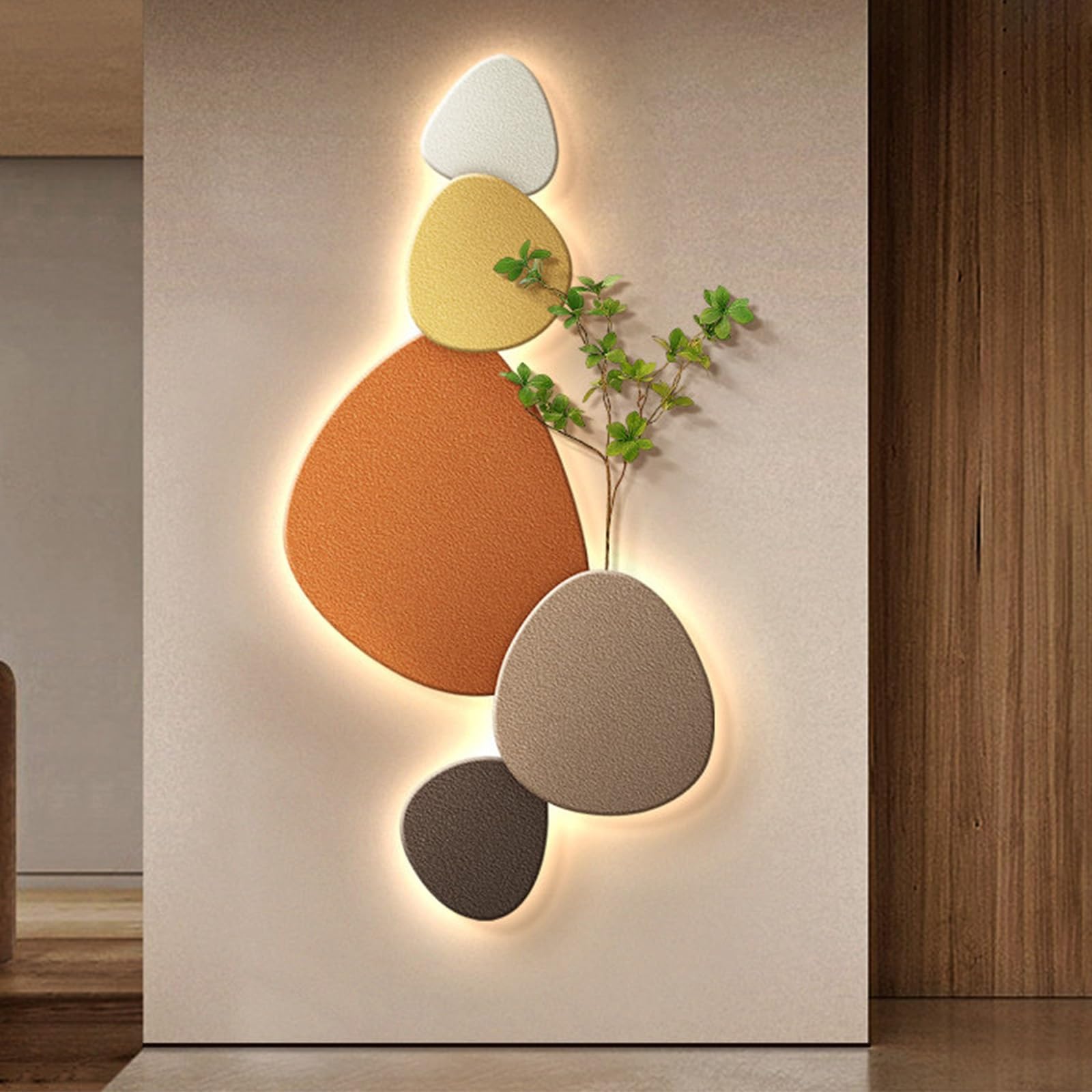 Décoration murale LED 3D paysage moderne en porcelaine cristal pour salon