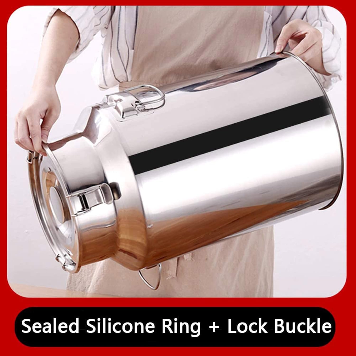 Stainless Steel Milk Bucket/Transport Cans/Wine Pail/Oil Barrel/Tea Canister with Silicone Sealed Lid for Liquid Storage / 15L