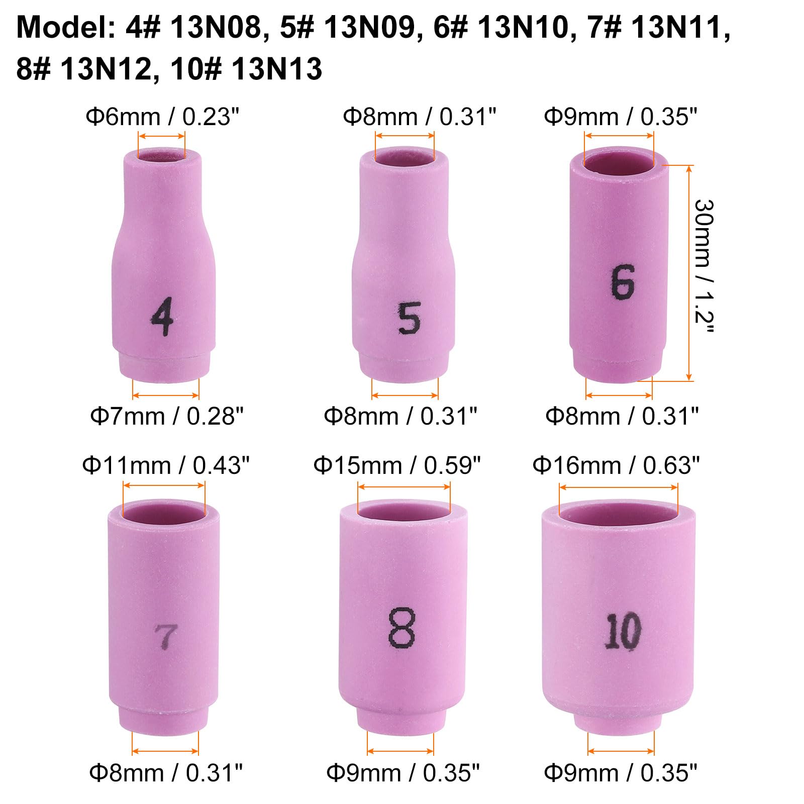 HARFINGTON 12pcs Nozzles Ceramic Shield Cup, Welding Torch Tip Torch Consumables Accessory for TIG Welding Torch WP-9/20/25 Series