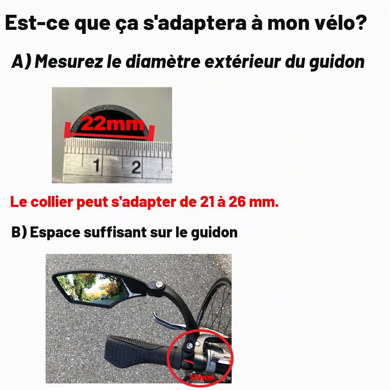 Hafny HF-MR095 Rétroviseur de guidon de vélo anti-éblouissement Bleu