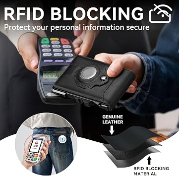 furid Genuine Leather Wallet for Airtag: RFID Wallets with Airtag Holder