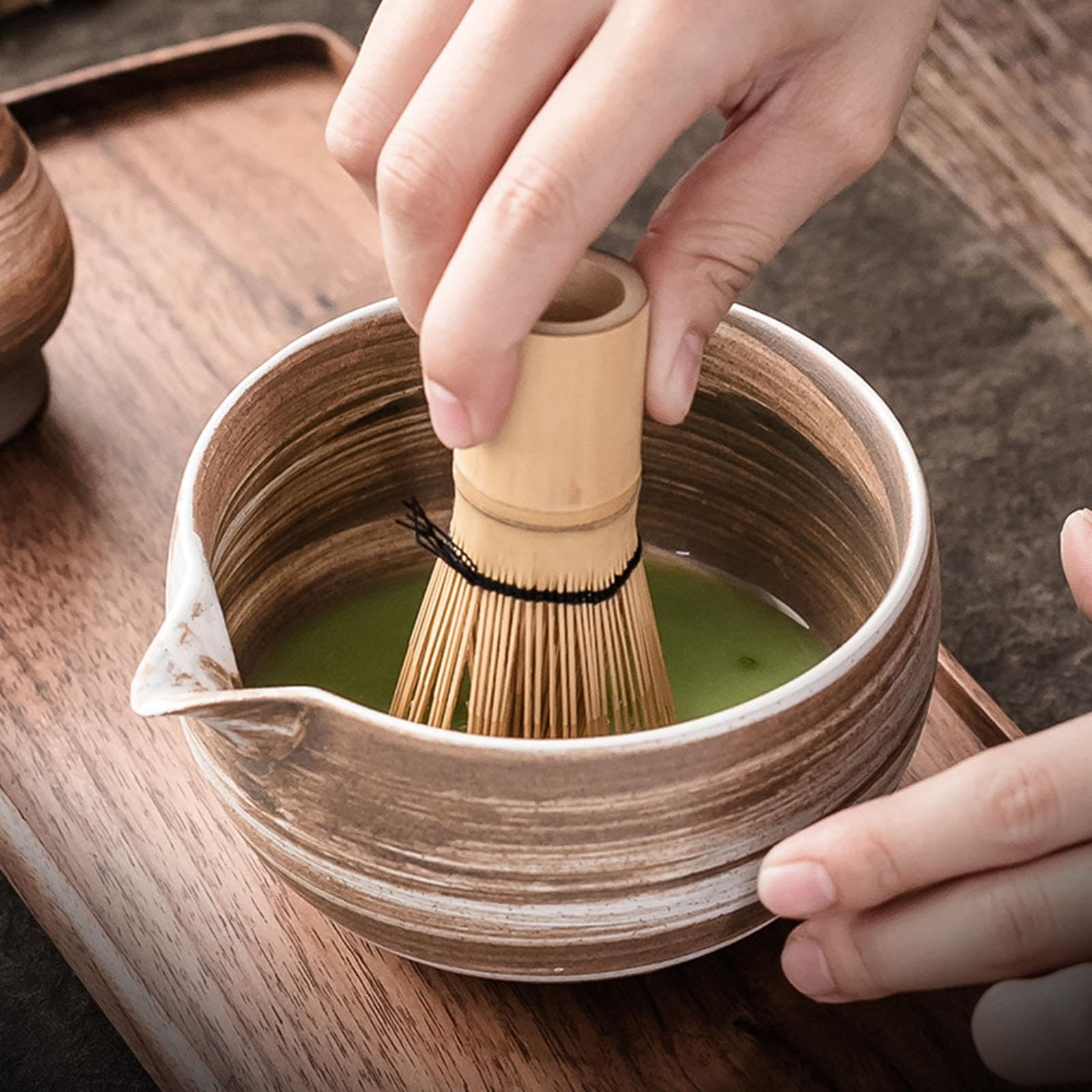 Matcha Set for Tea Lovers Tea Making Tools Set Bamboo Matcha Whisk and Stand Mixed Colors Bowl-image-22