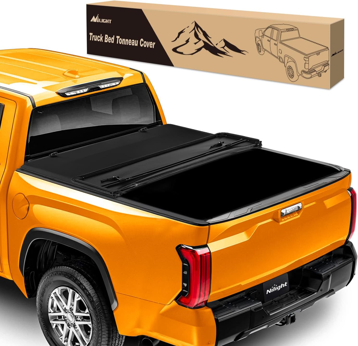 Nilight Soft Tri-Fold Tonneau Cover for Toyota Tundra 2022 2023 2024 6.5ft Bed, Waterproof Fold-Up Truck Bed Cover, Easy Install