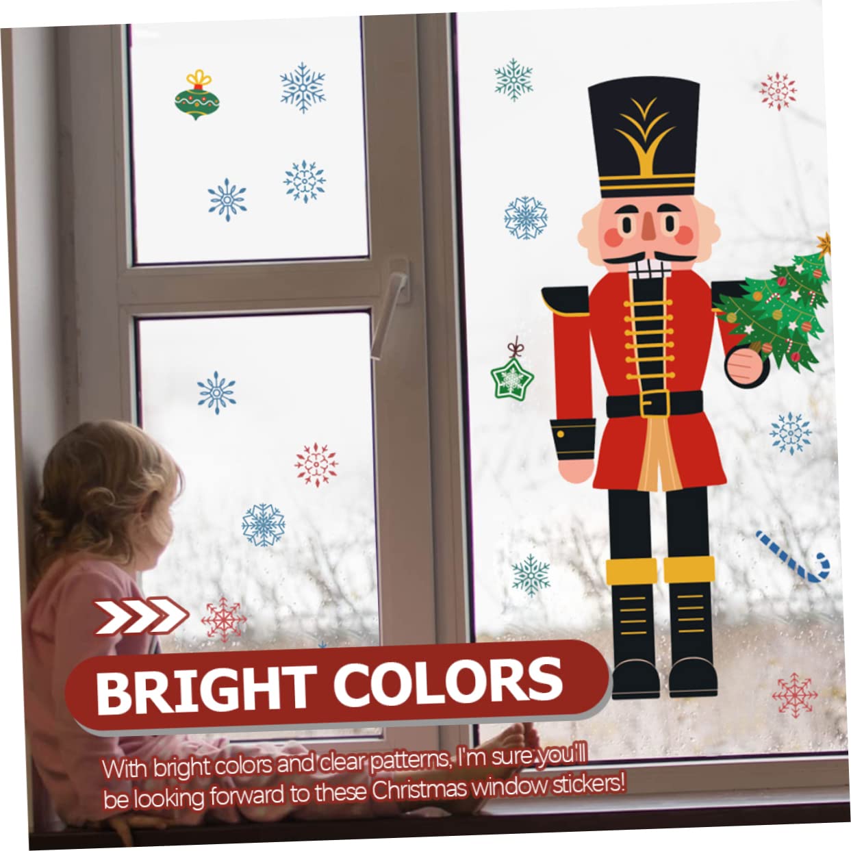 TOPBATHY 5 Piezas Pegatinas Navideñas Para Ventanas Adornos Navideños Etiqueta De La Ventana Calcomanías Navideñas Para Ventanas Ventana De Cascanueces Se Aferra De Polivinilo