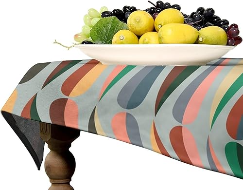 Miniatura 379 de Mantel floral hippie, diseño retro de los años 70, naranja, rosa, azul, floral, bohemio, estampado estético de margaritas, para fiesta, picnic