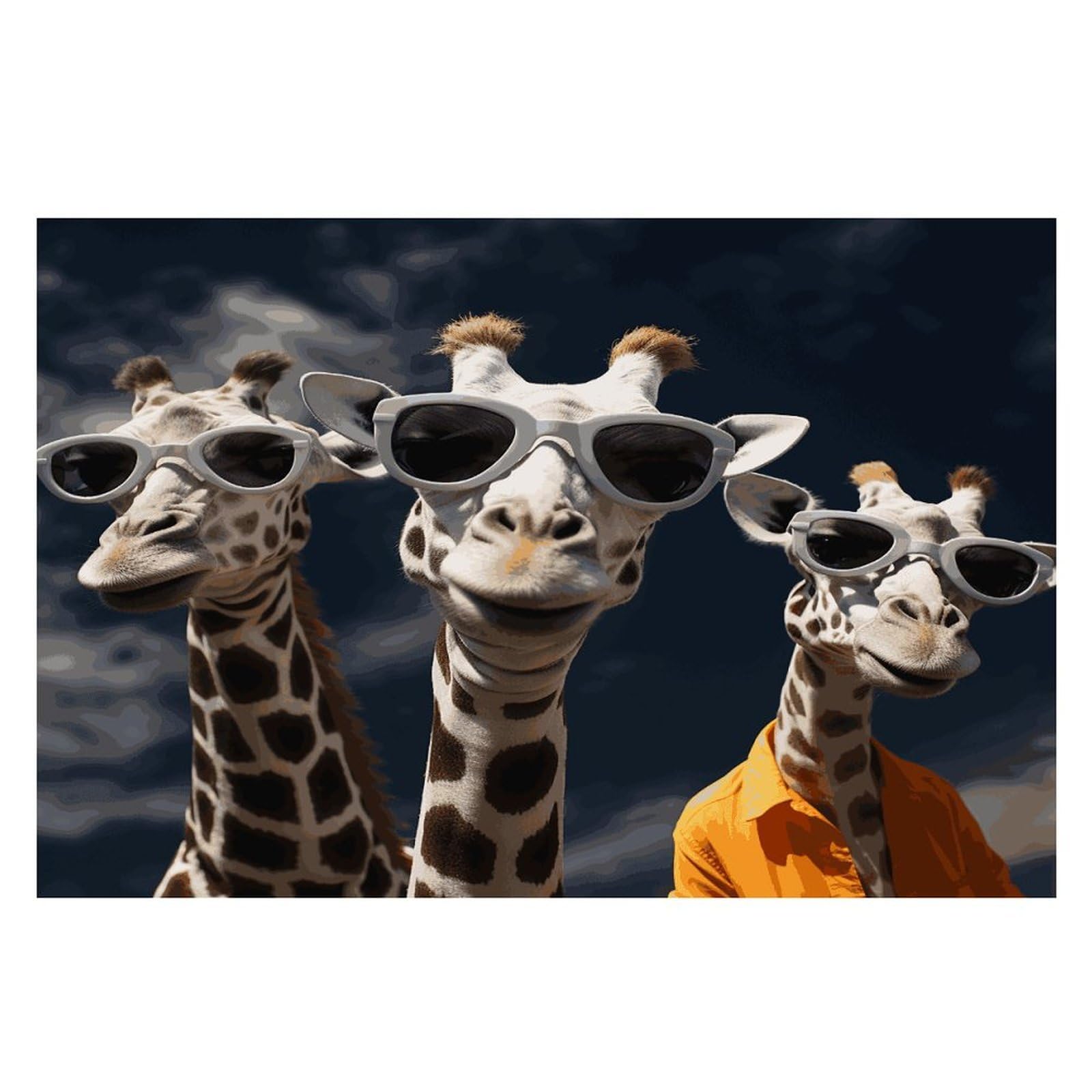 Three Giraffes Wearing Sunglasses Placemats Wipeable Heat Resistant Table Mats Washable Flax Place Mats Elegant Cloth Non-Slip Placemat for Kitchen Dinning Party Table Decor 12 * 18 in