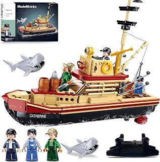 Sluban City Building Set with Shark Toys | Fishing Boat Building Toys with 3 Fisherman Minifigures, Suitable for Adult and Kids, Compatible with Lego, 592 PCS
