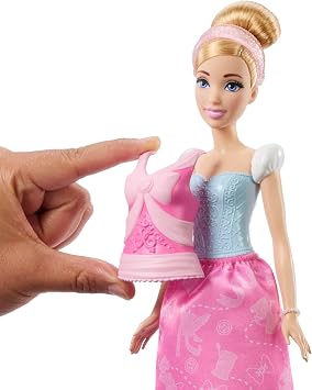 Mattel Disney Princess Cinderella 2 in 1 Stories Baby Disney Princess 2 in 1 Stories Cinderella doll, 2 removable bustiers, 2 skirts and 9 accessories JCR95
