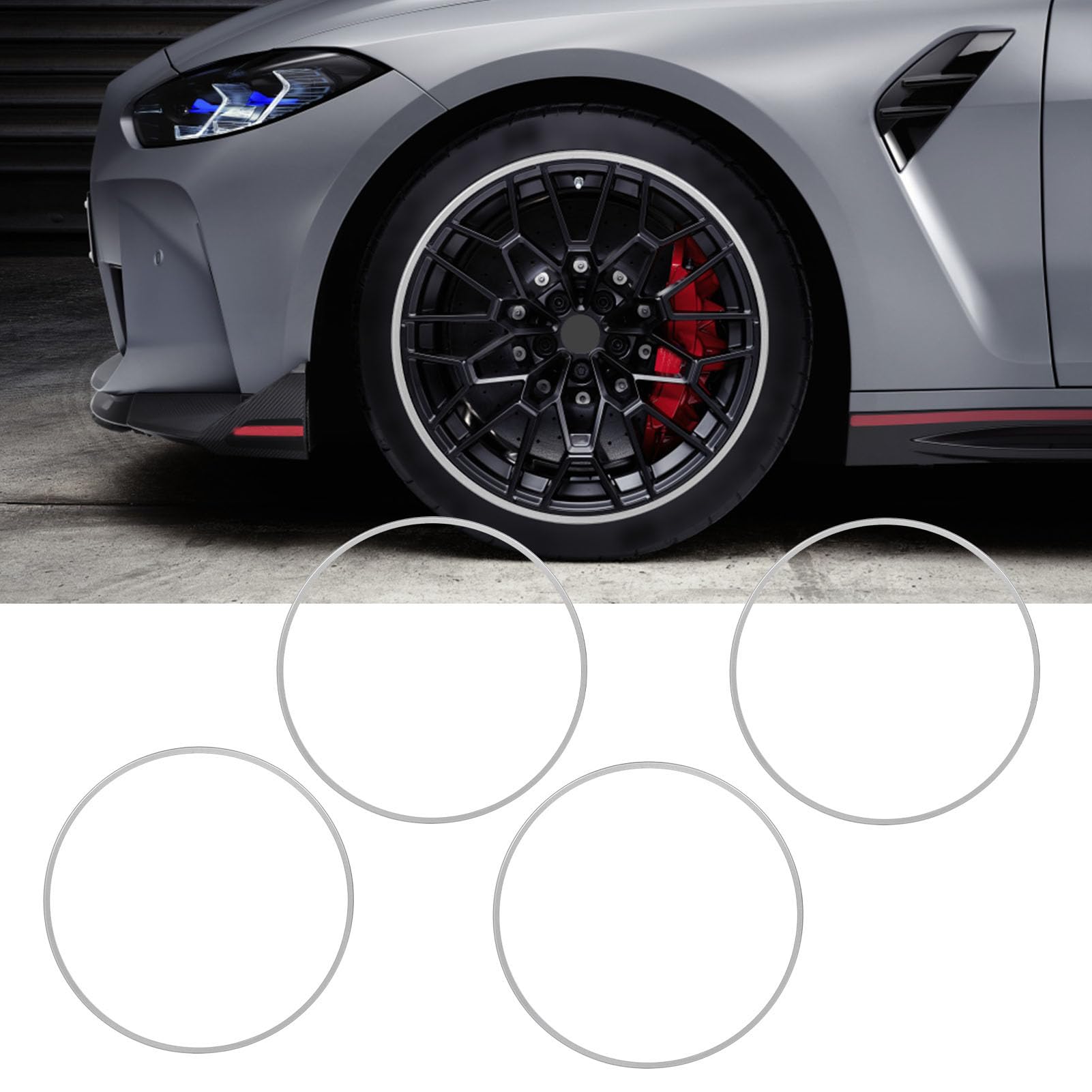 18 Zoll Rad Rand Beschützer Ring 4pcs Aluminiumlegierung Rostfester Anti -Scratch -Rücken -Kleber 360 -Grad -Schutz für Autos mit Flachem Radkante