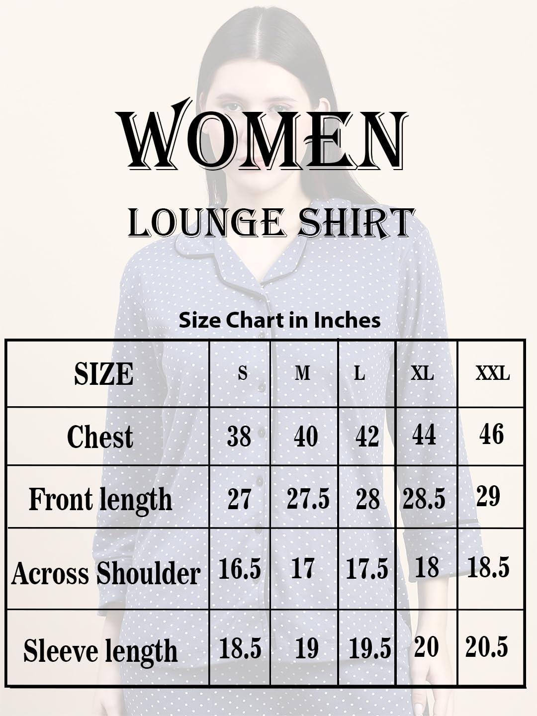 KRYPTIC Womens Lounge Cotton Polka dot Printed 3/4th Sleeve Lapel Collar Front Open Button Placket Relaxed Fit Lounge Tshirt Shirt Top(Cement;XL) - Image 7 thumbnail