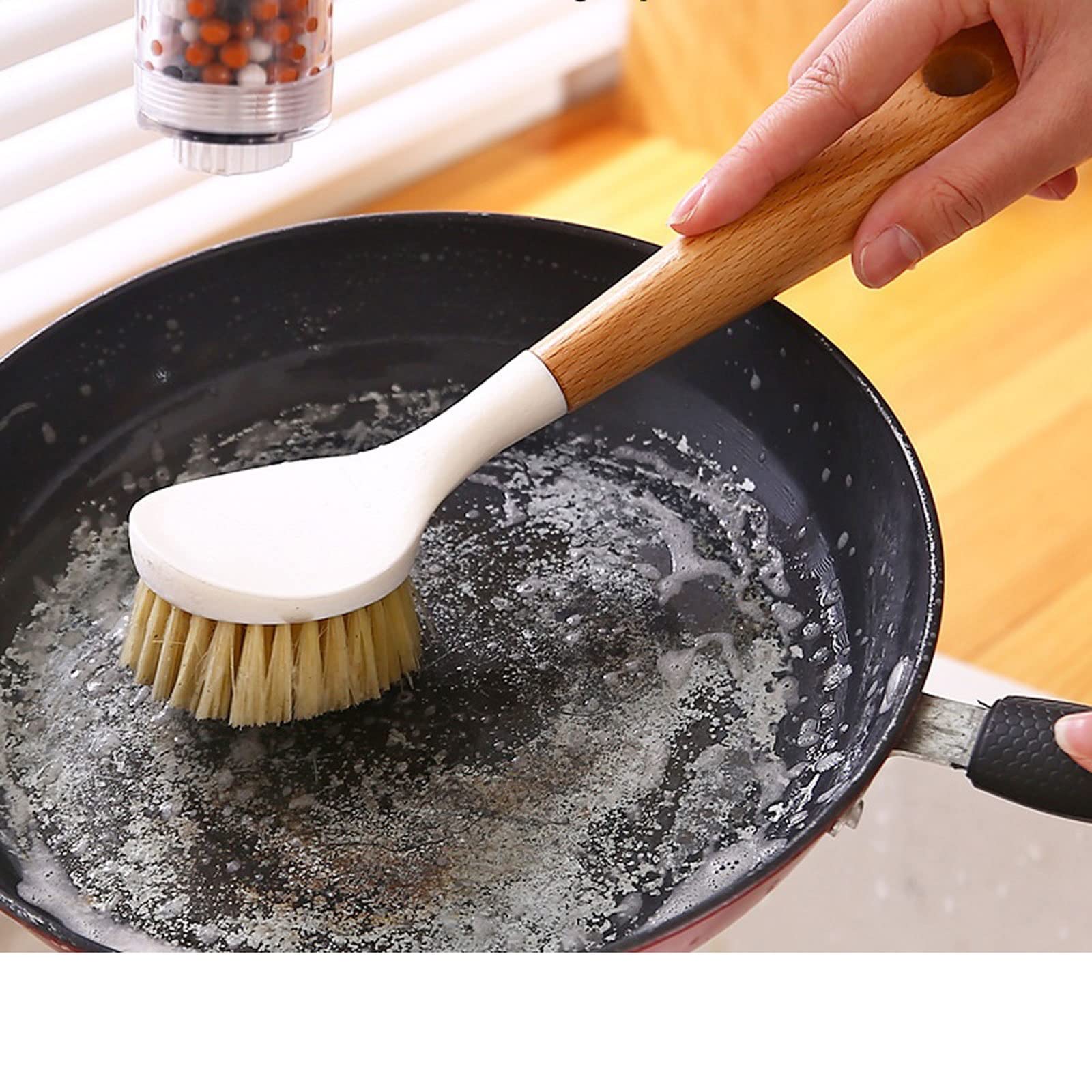 Spazzola per pentole Spazzola per la Pulizia a Manico Lungo Non Fa Male Pentola Lavapiatti Spazzola per pentole Spazzola per la Pulizia della Cucina