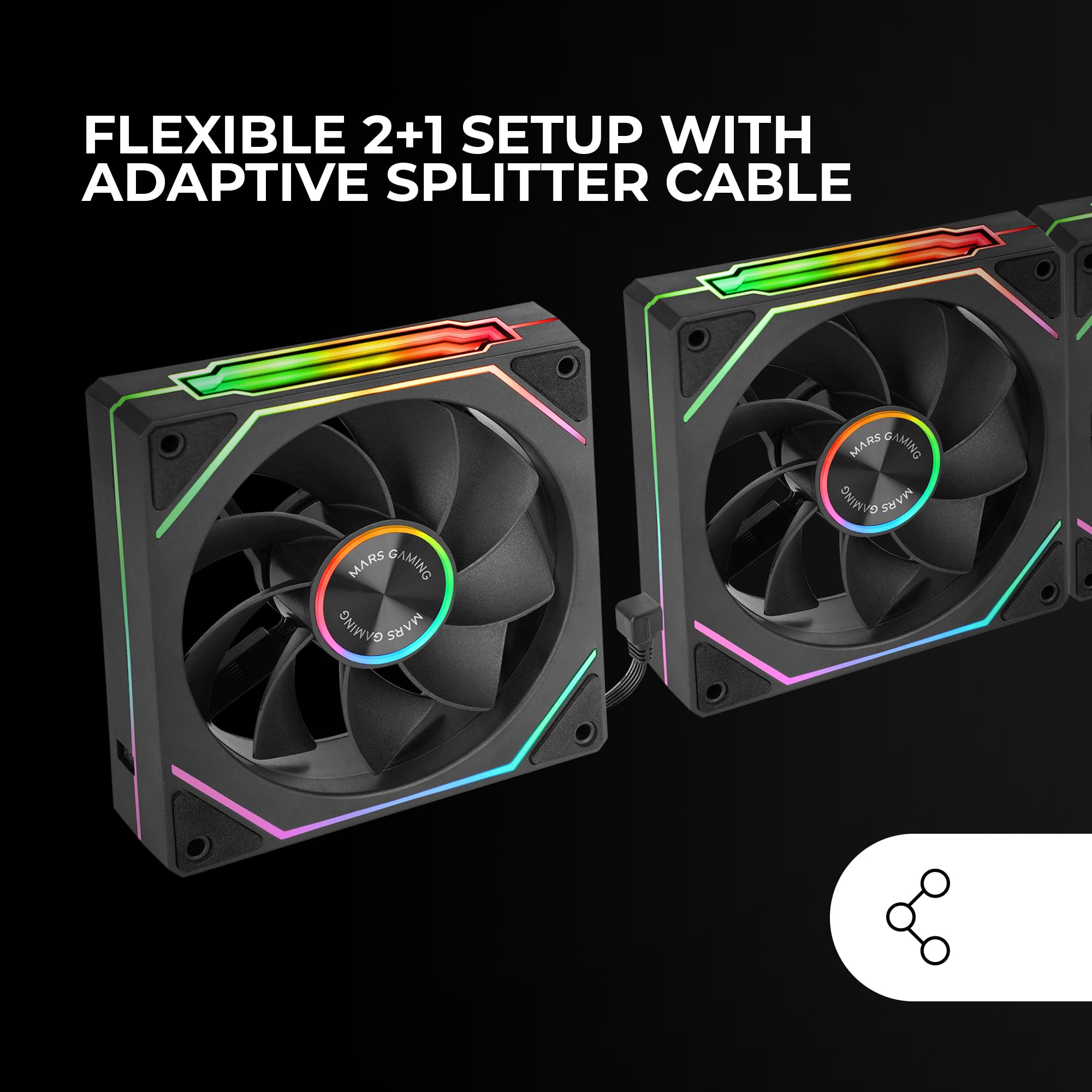 Mars Gaming MFD, Ventilador 120mm CHROMA RGB Dual Automático, Ultra Silencioso 14dB, Conexión Molex 4PIN, Sistema Antivibraciones, Transparente — view 33
