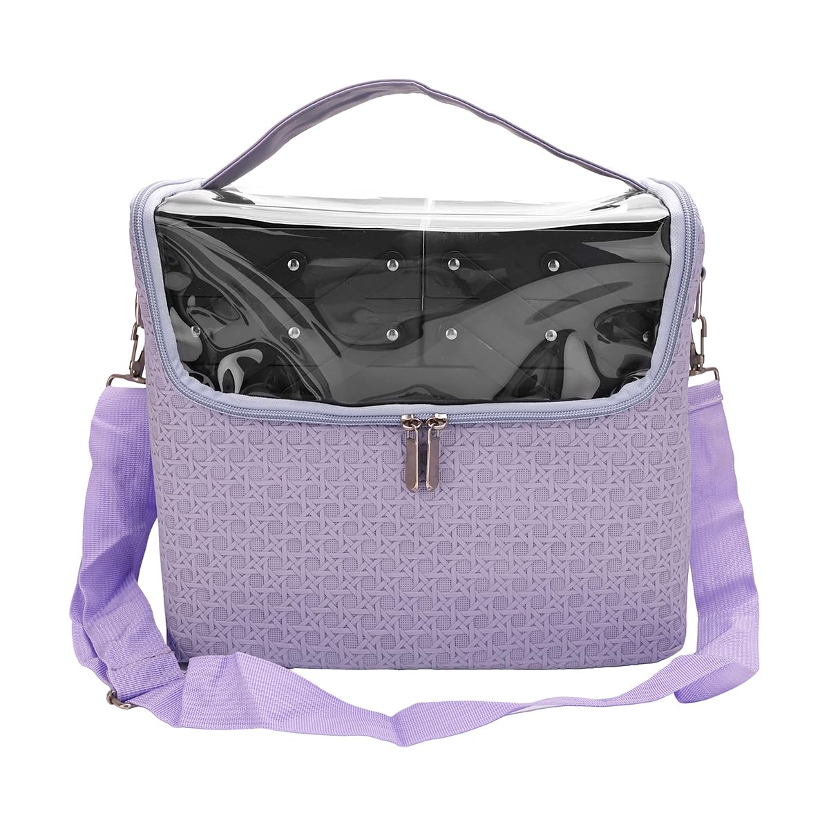 Large Makeup Train Case,Makeup Supply Organizer&Storage for Makeup Tech Case, 3 Layer Trays Barber Organizer Travel Bag for Crafter Tools, Cosmetologist, Makeup Tools Organizer Case(Purple)